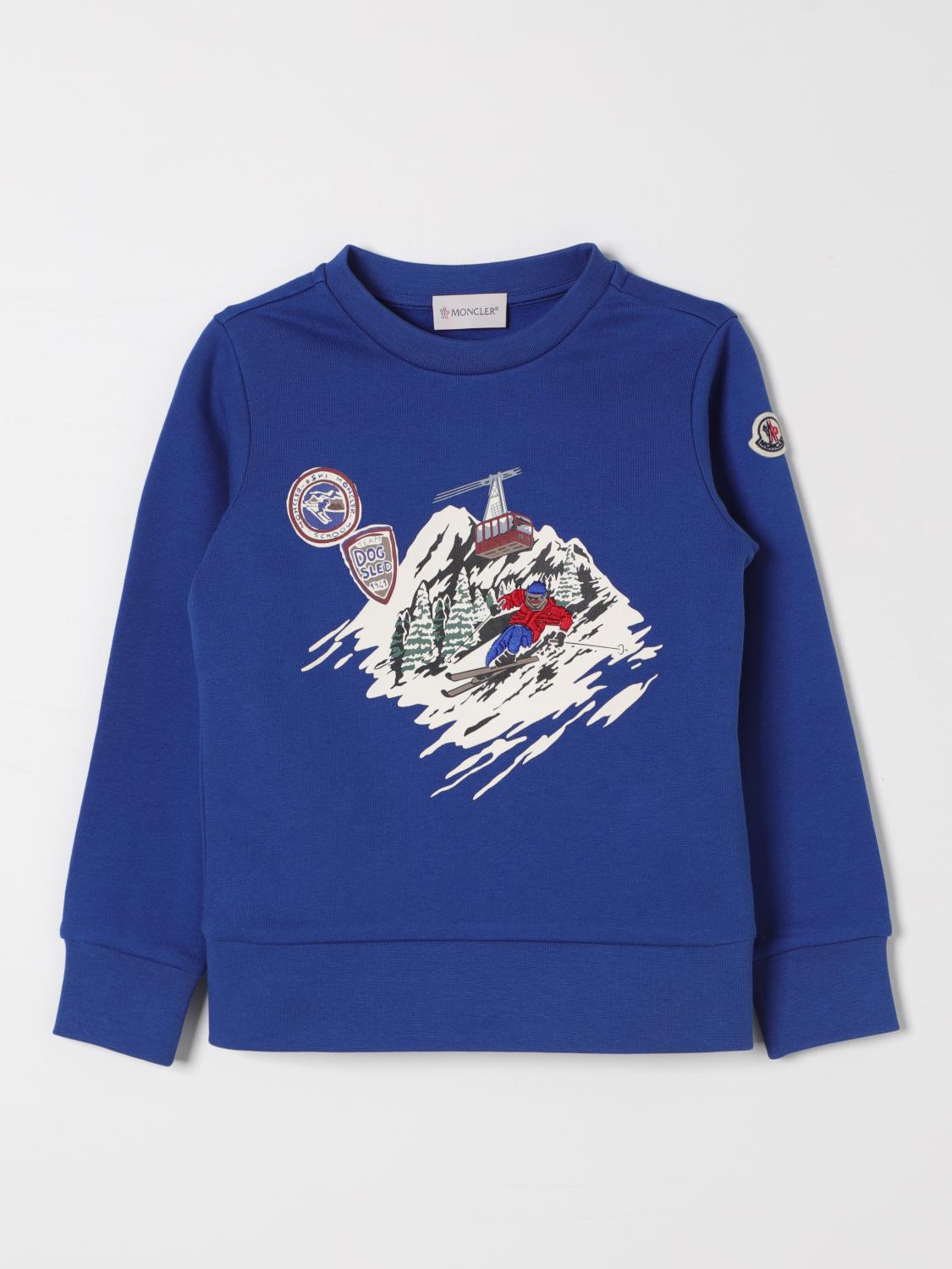Moncler Kids' Boy's Graphic Skii Sweatshirt In Blue