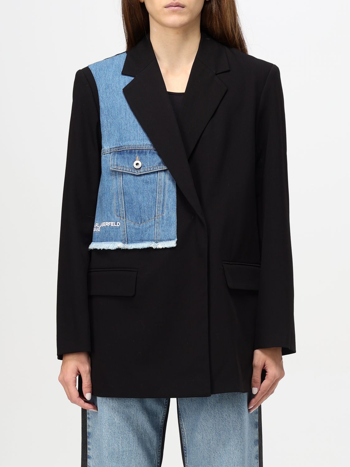 Shop Karl Lagerfeld Blazer  Woman Color Black In Schwarz