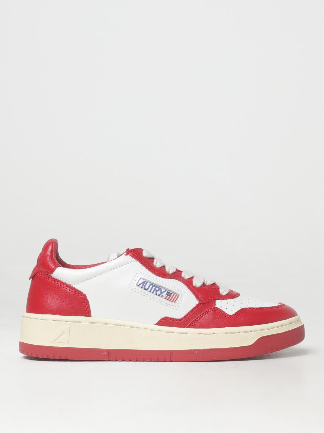Autry Pink And White 'medalist' Low Top Sneakers In Rot