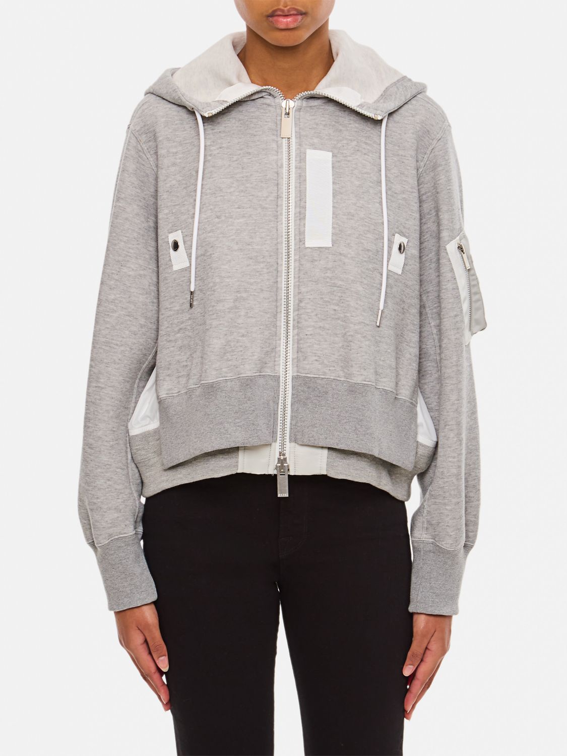 Shop Sacai Sweatshirt  Woman Color Grey In Grau