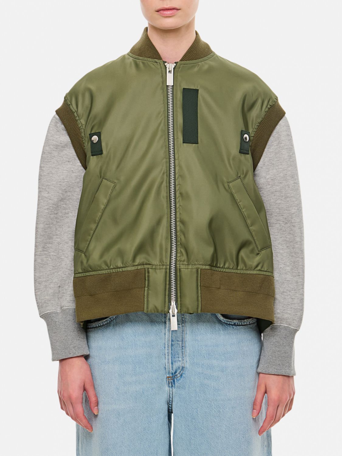 Shop Sacai Jacket  Woman Color Green In Grün