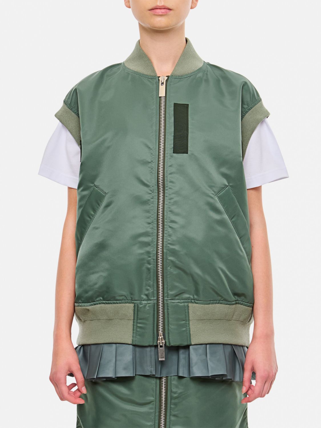 Shop Sacai Jacket  Woman Color Green In Grün