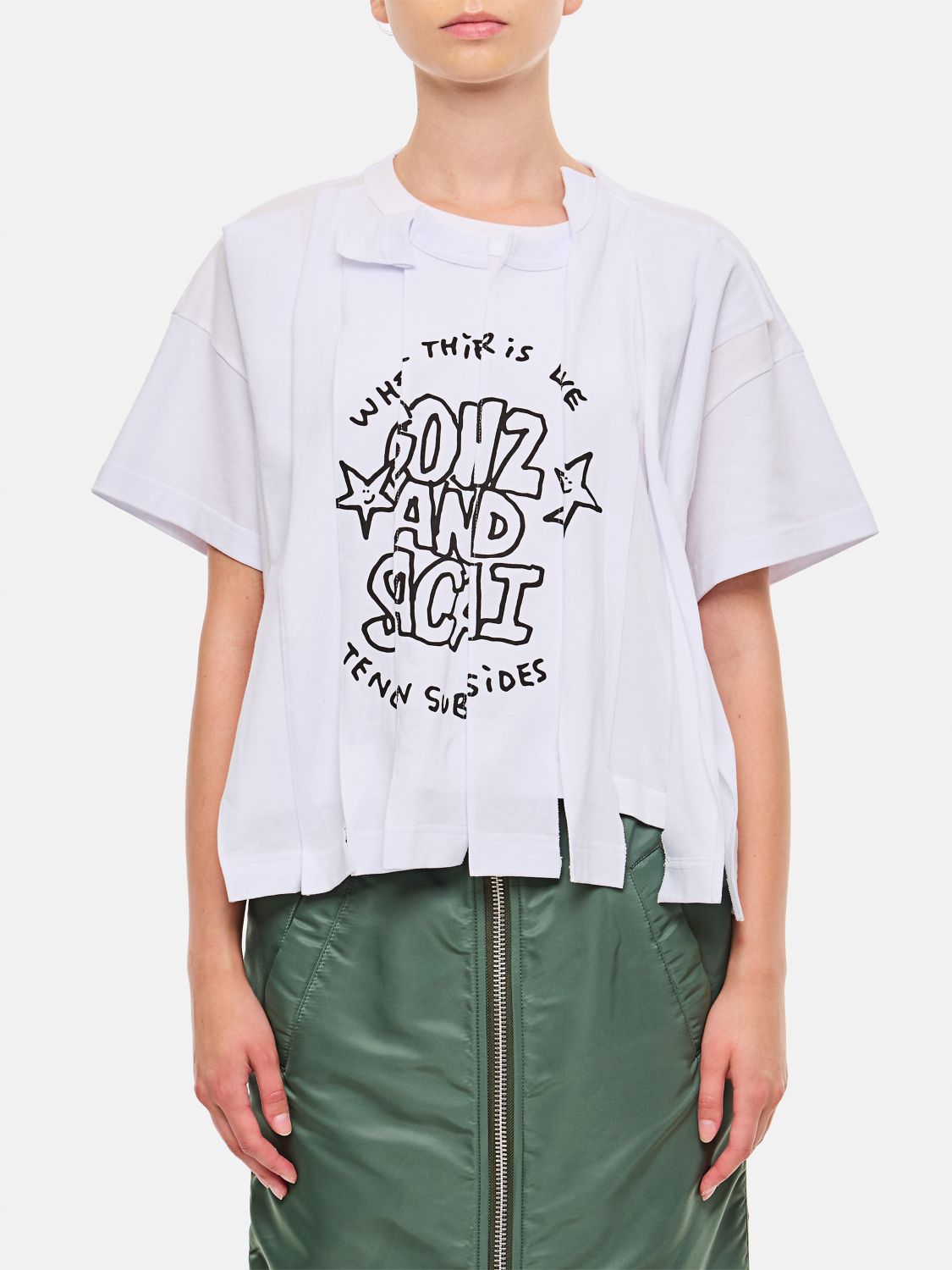 Shop Sacai T-shirt  Woman Color White In Weiss