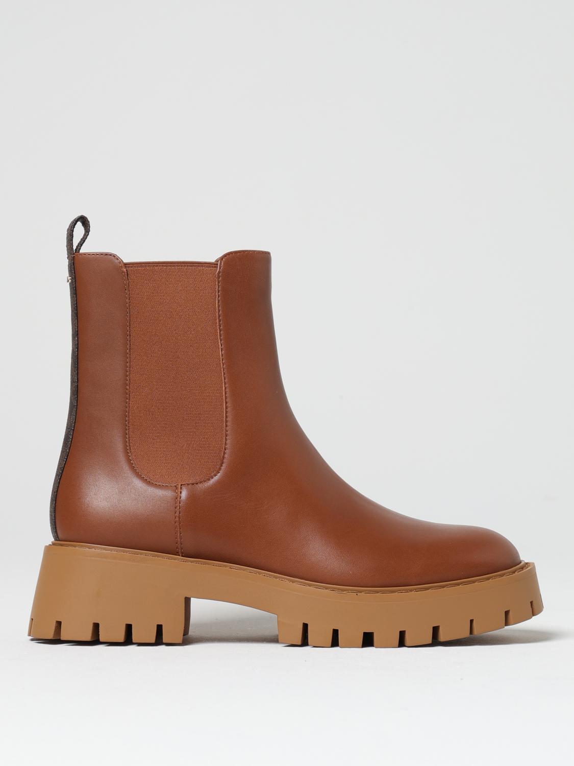 Shop Michael Michael Kors Flat Ankle Boots Michael Kors Woman Color Camel