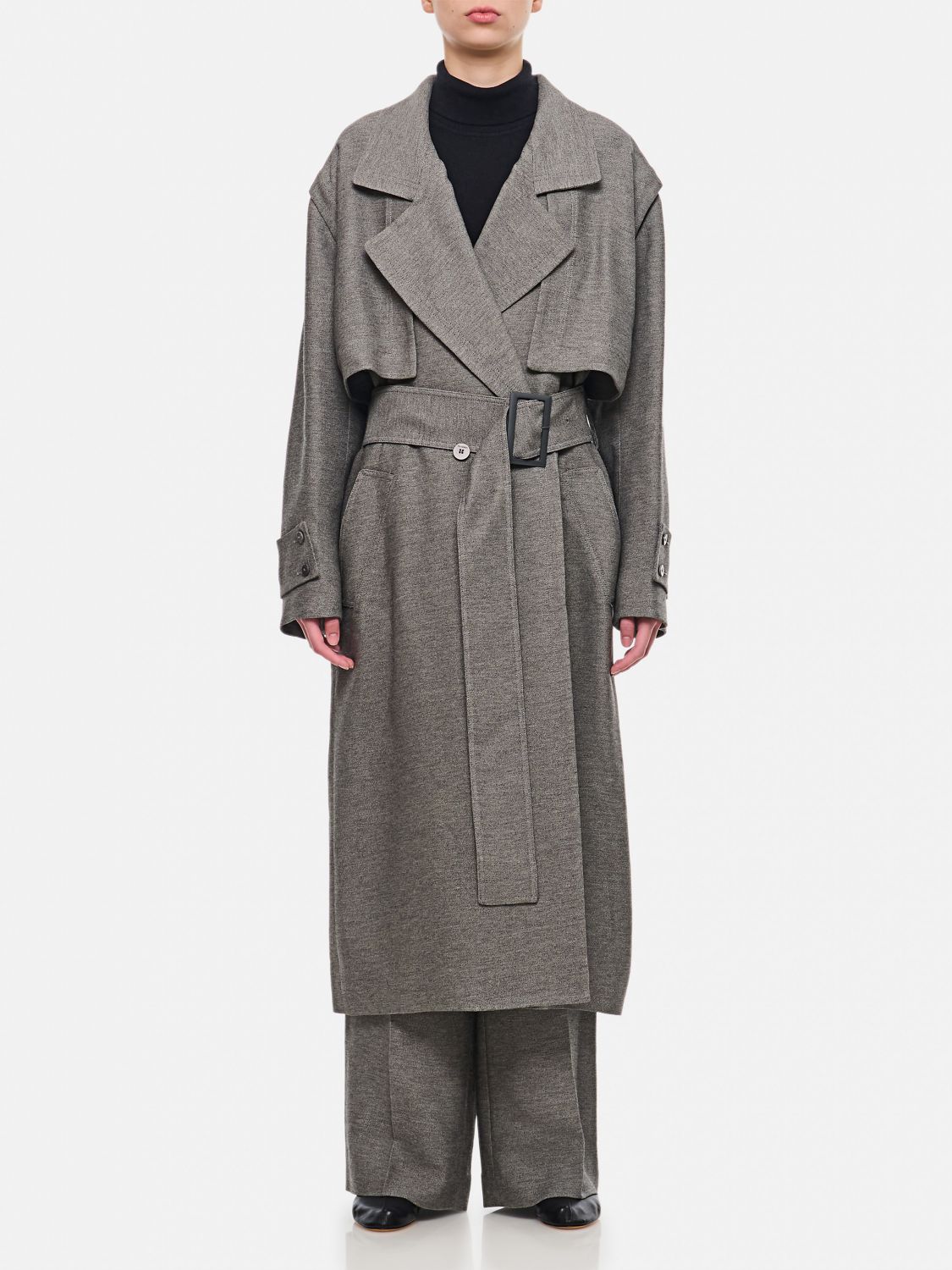 Shop Jw Anderson Trench Coat  Woman Color Grey In Grau