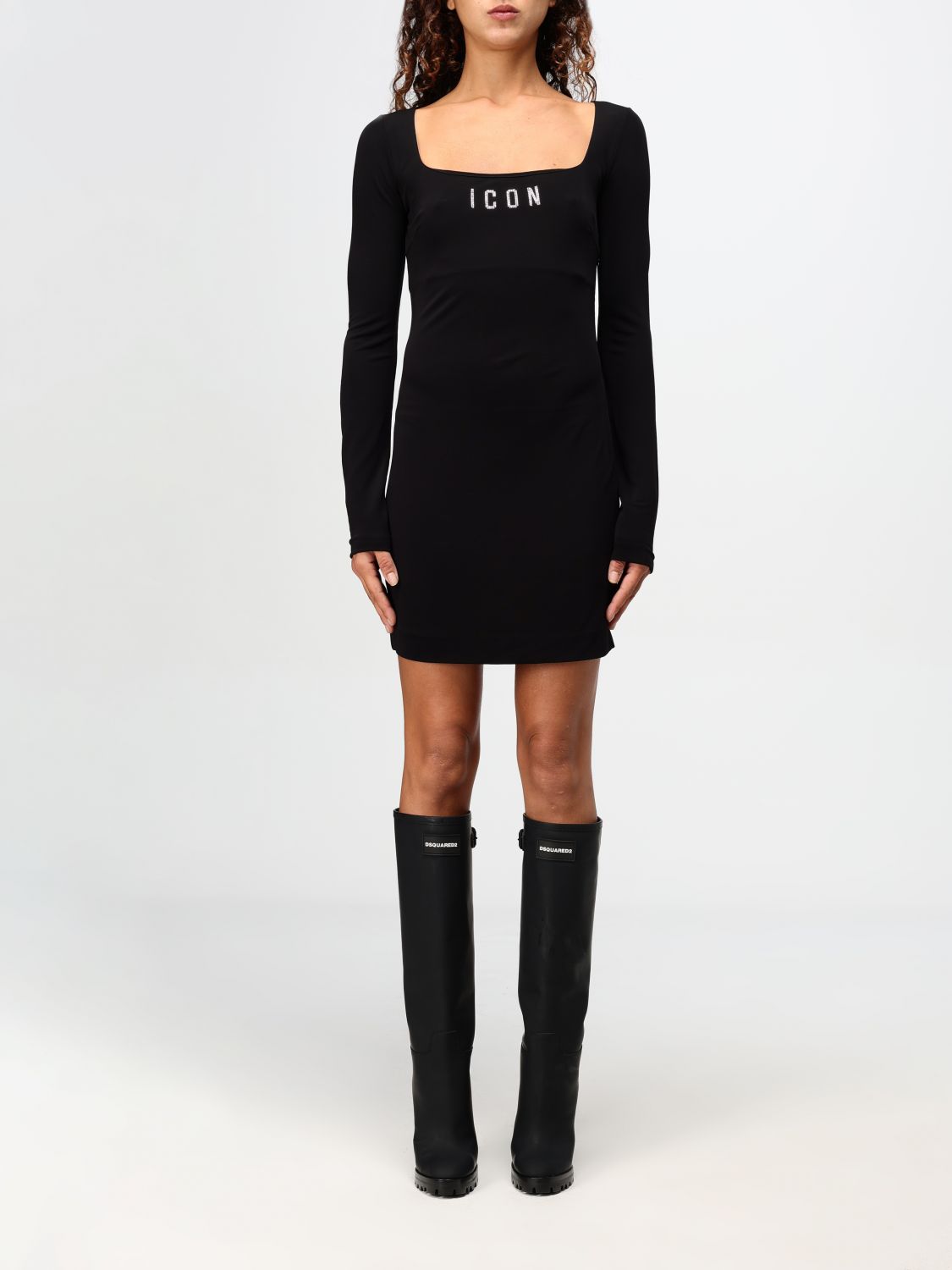 【送料&関税込】Dsquared2 Icon Logo Square Neck Mini Dress Dsquared2 Icon Logo Square Neck Mini Dress | italist, ALWAYS
