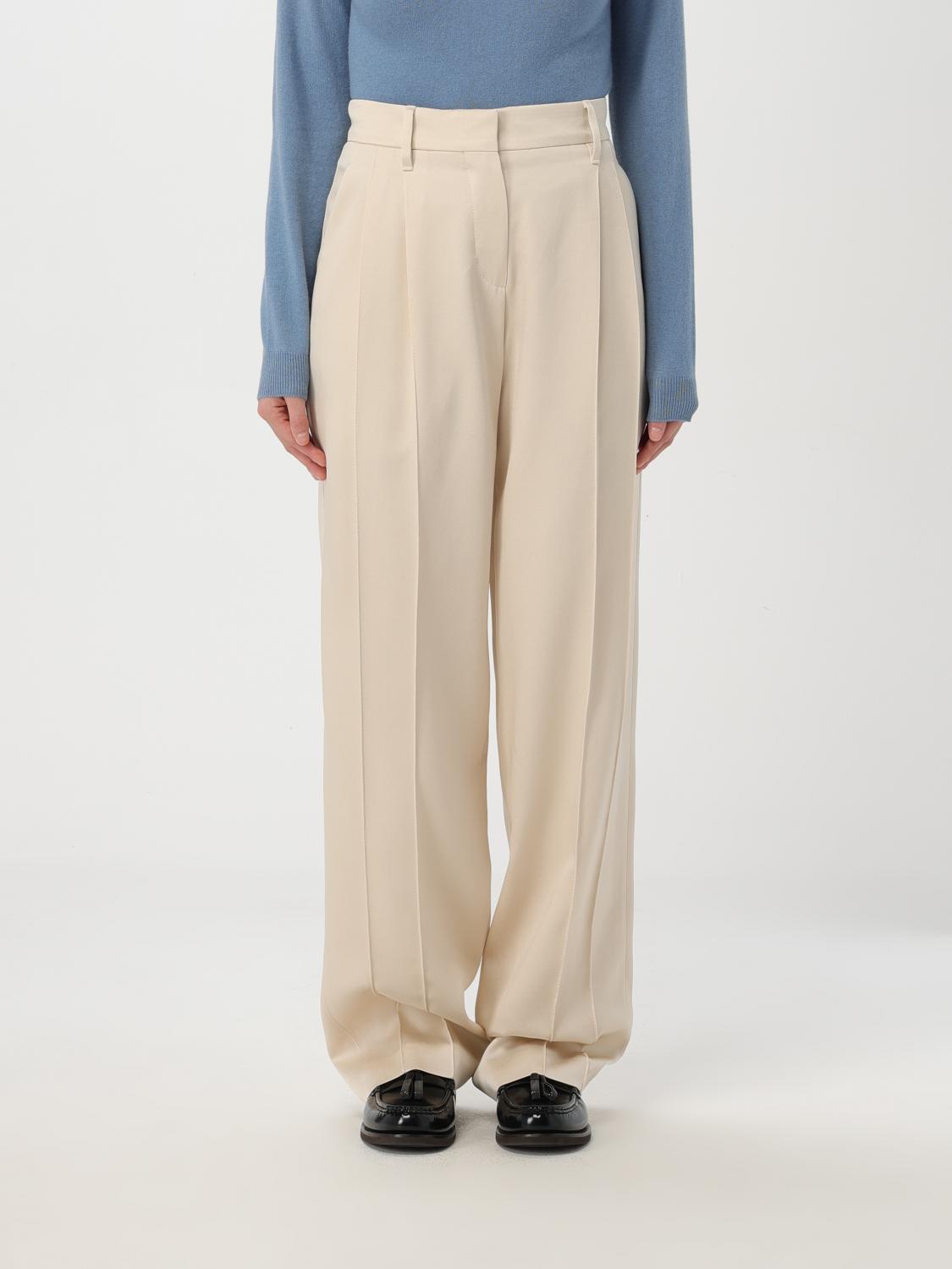 Brunello Cucinelli Pleated Delave Linen Waist Pants In Weiss
