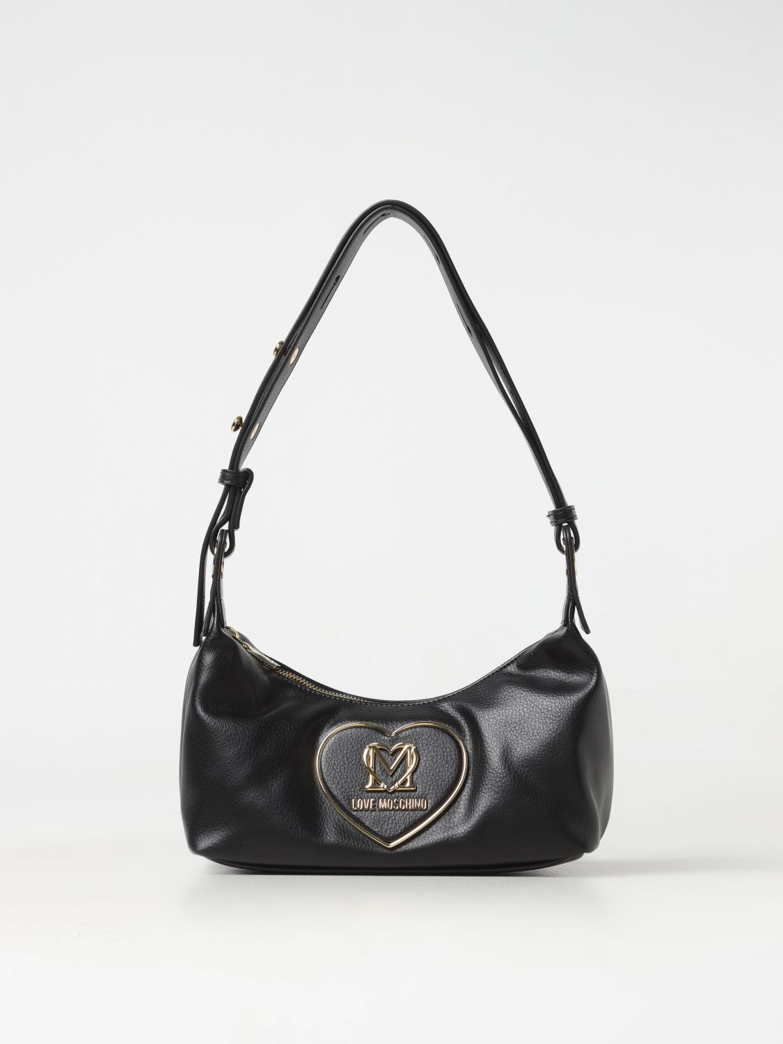 Love Moschino Heart Logo-plaque Shoulder Bag In Black