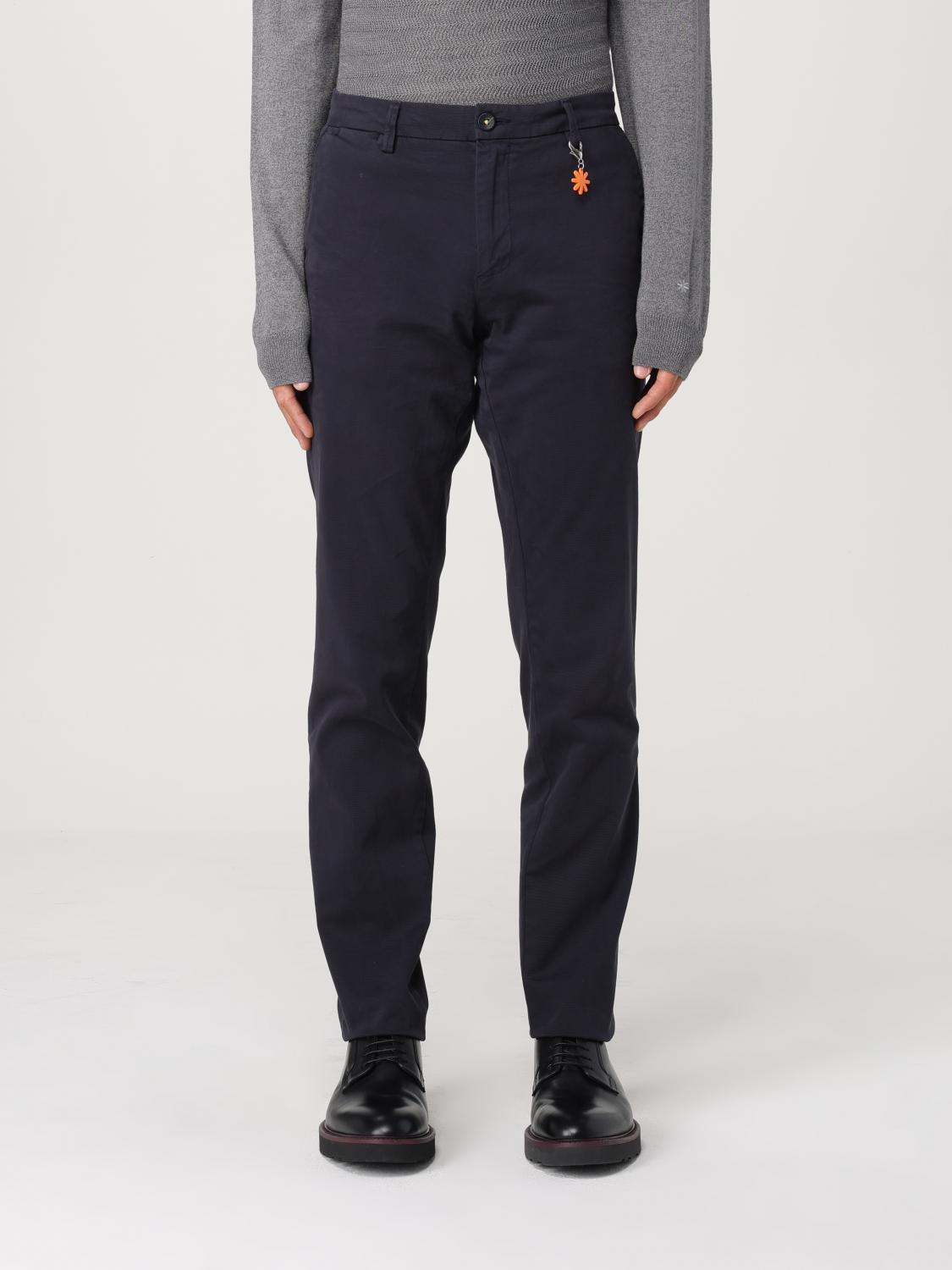 Manuel Ritz Logo-charm Gabardine Skinny Trousers In Blau