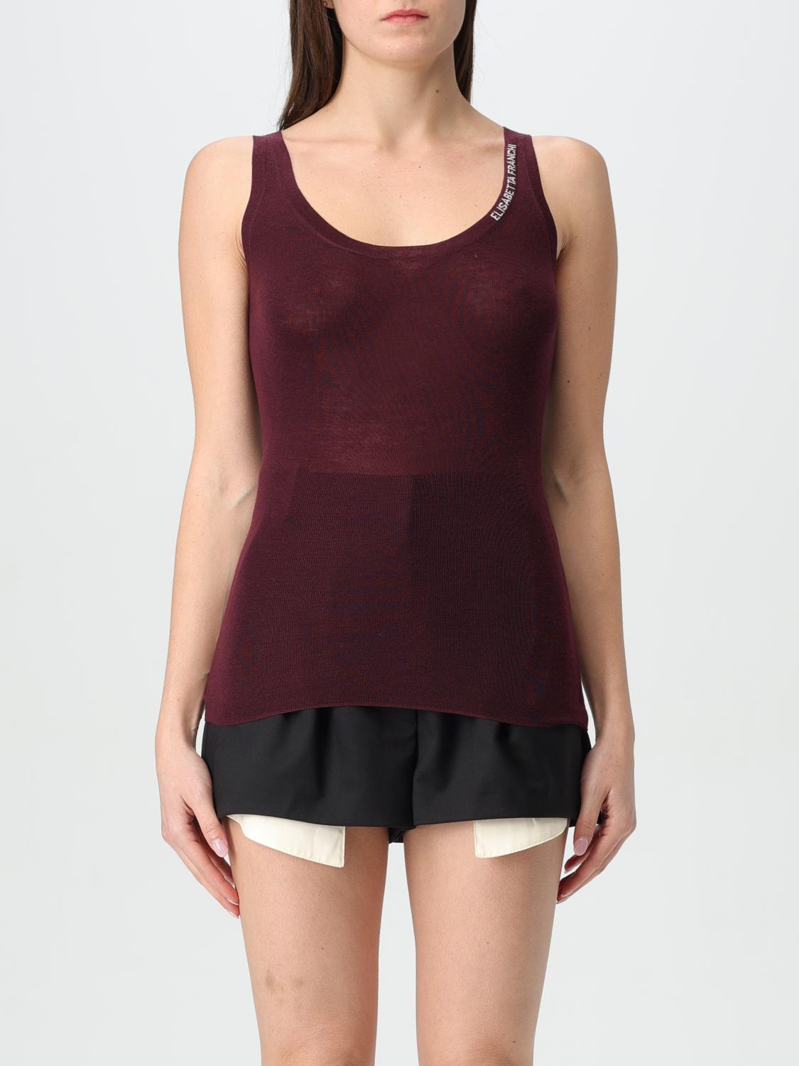 Elisabetta Franchi Jacquard Logo Knitted Top In Burgunderrot