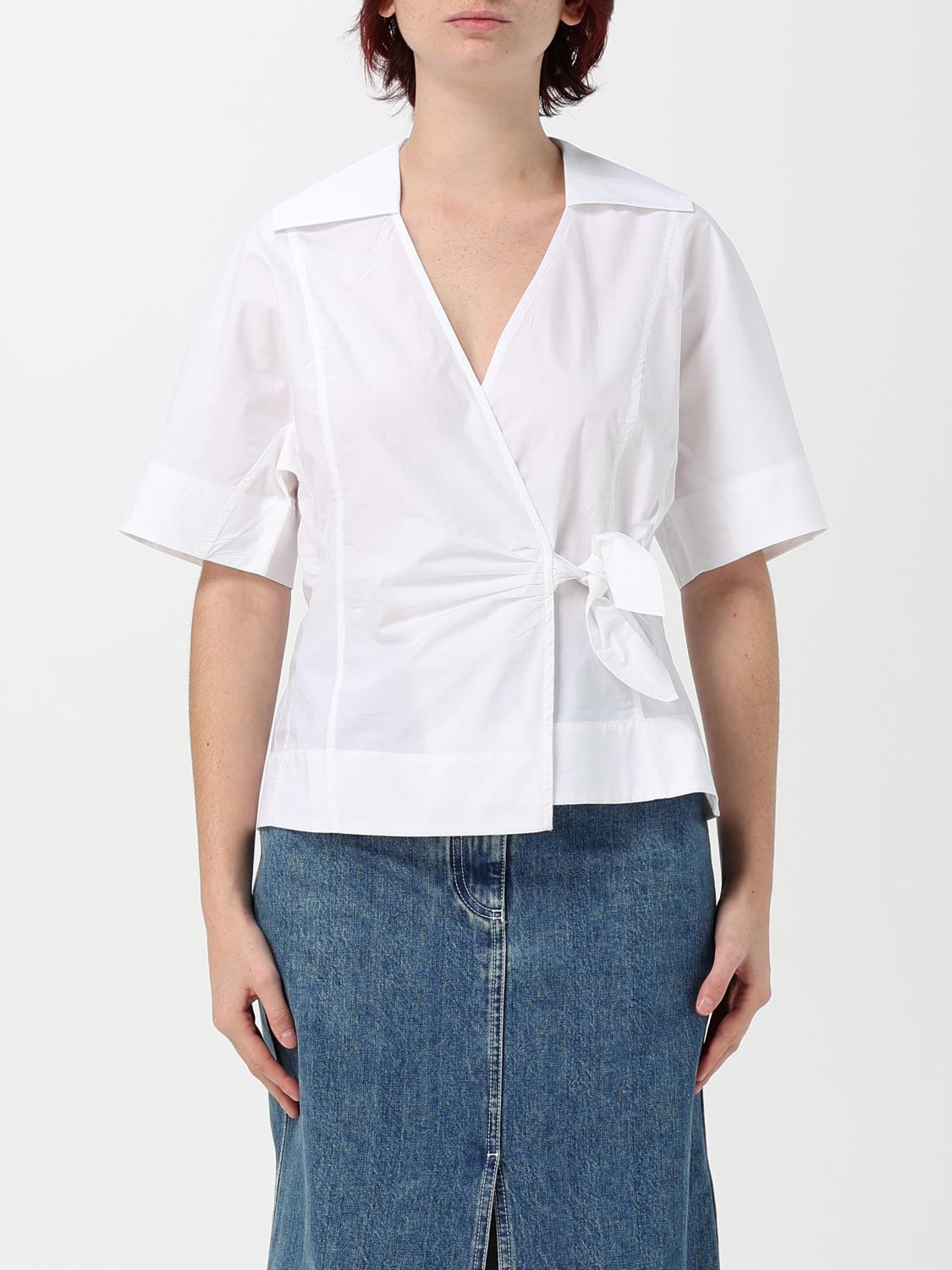 Shop Ganni Shirt  Woman Color White In Weiss