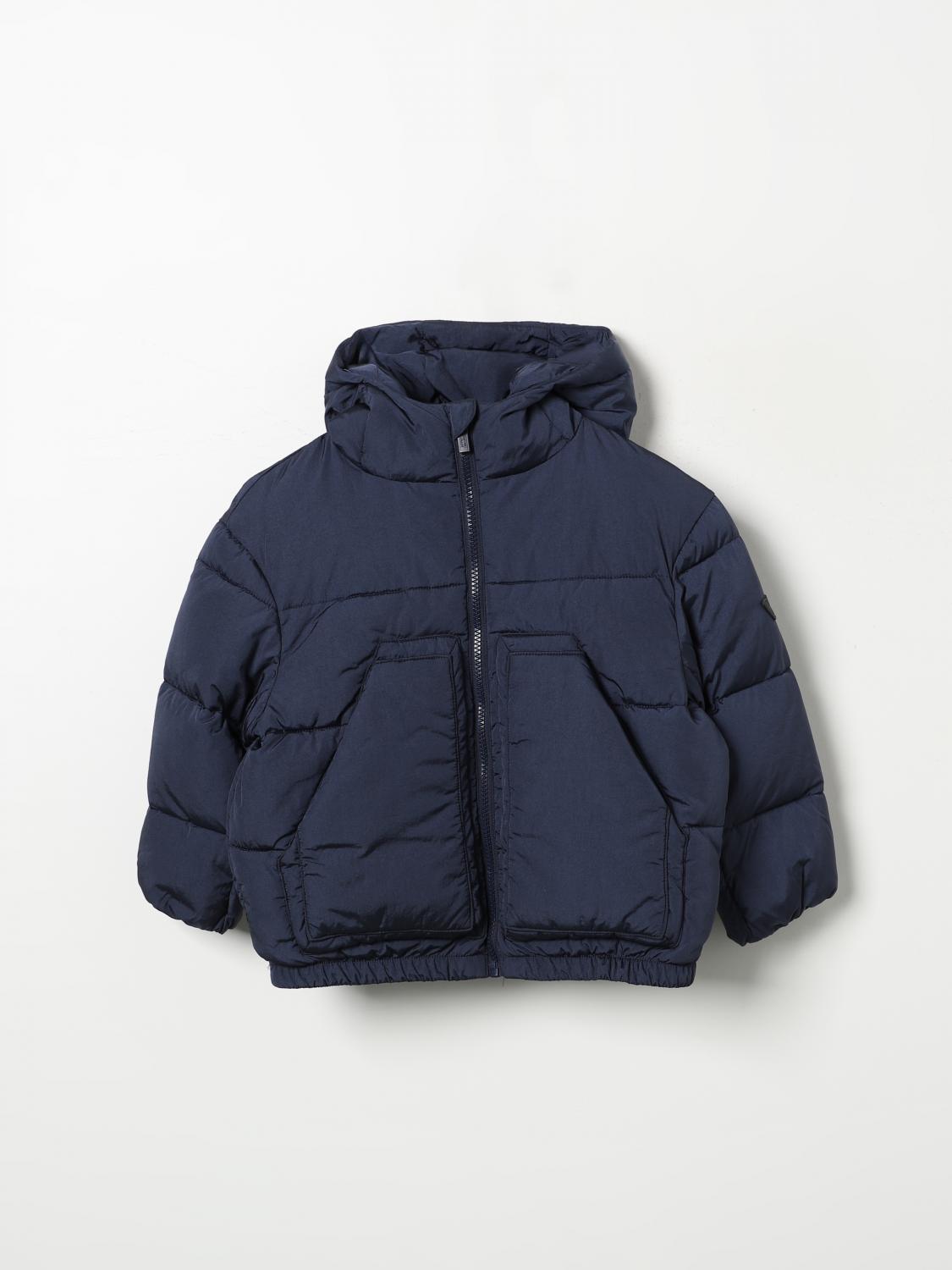 Shop Emporio Armani Coat  Kids Color Blue In Blau