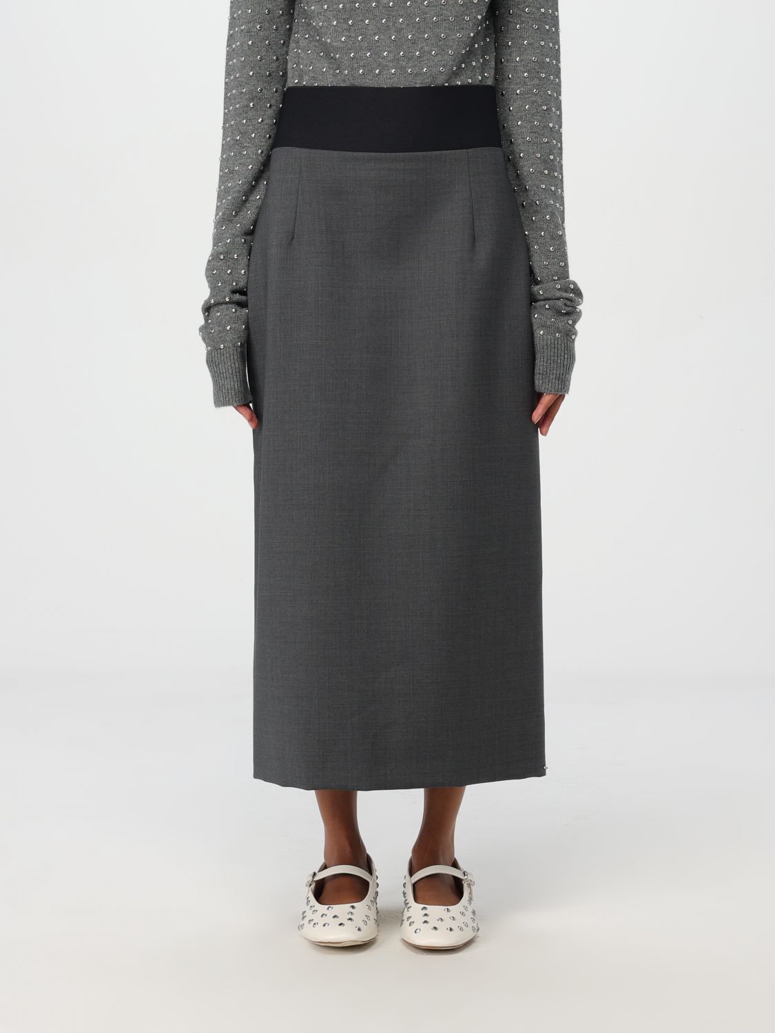 Shop Sportmax Skirt  Woman Color Grey In Grau