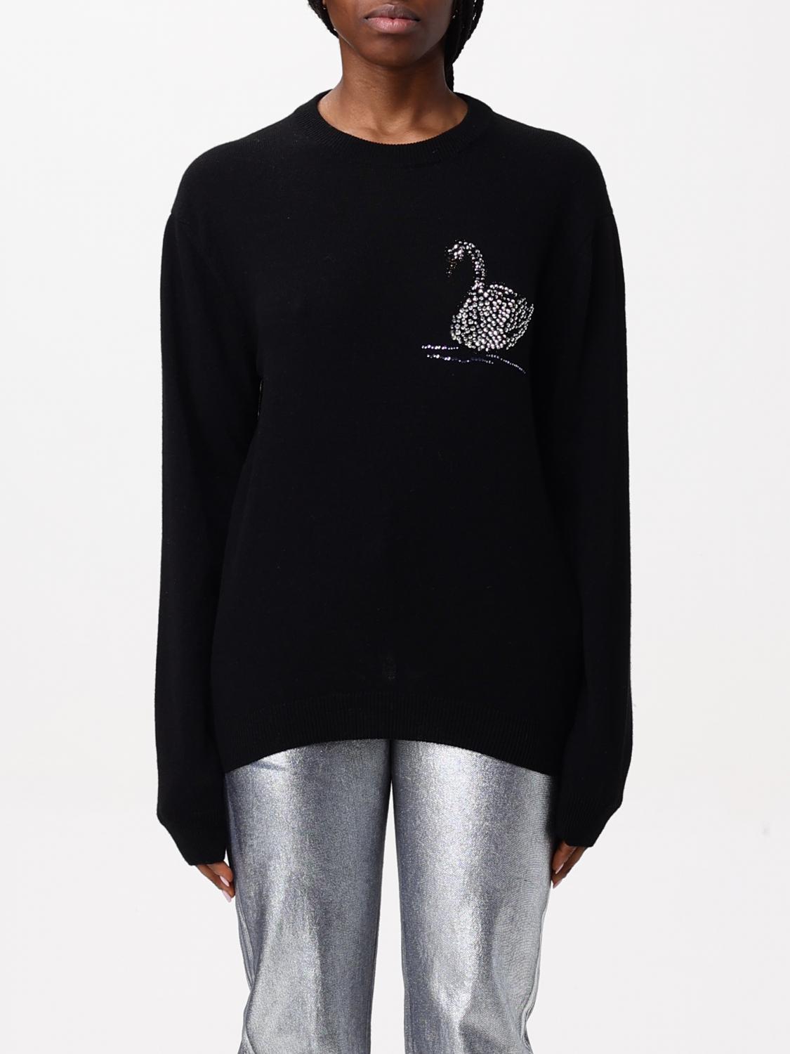 Msgm Embroidered Crewneck Sweater In Schwarz