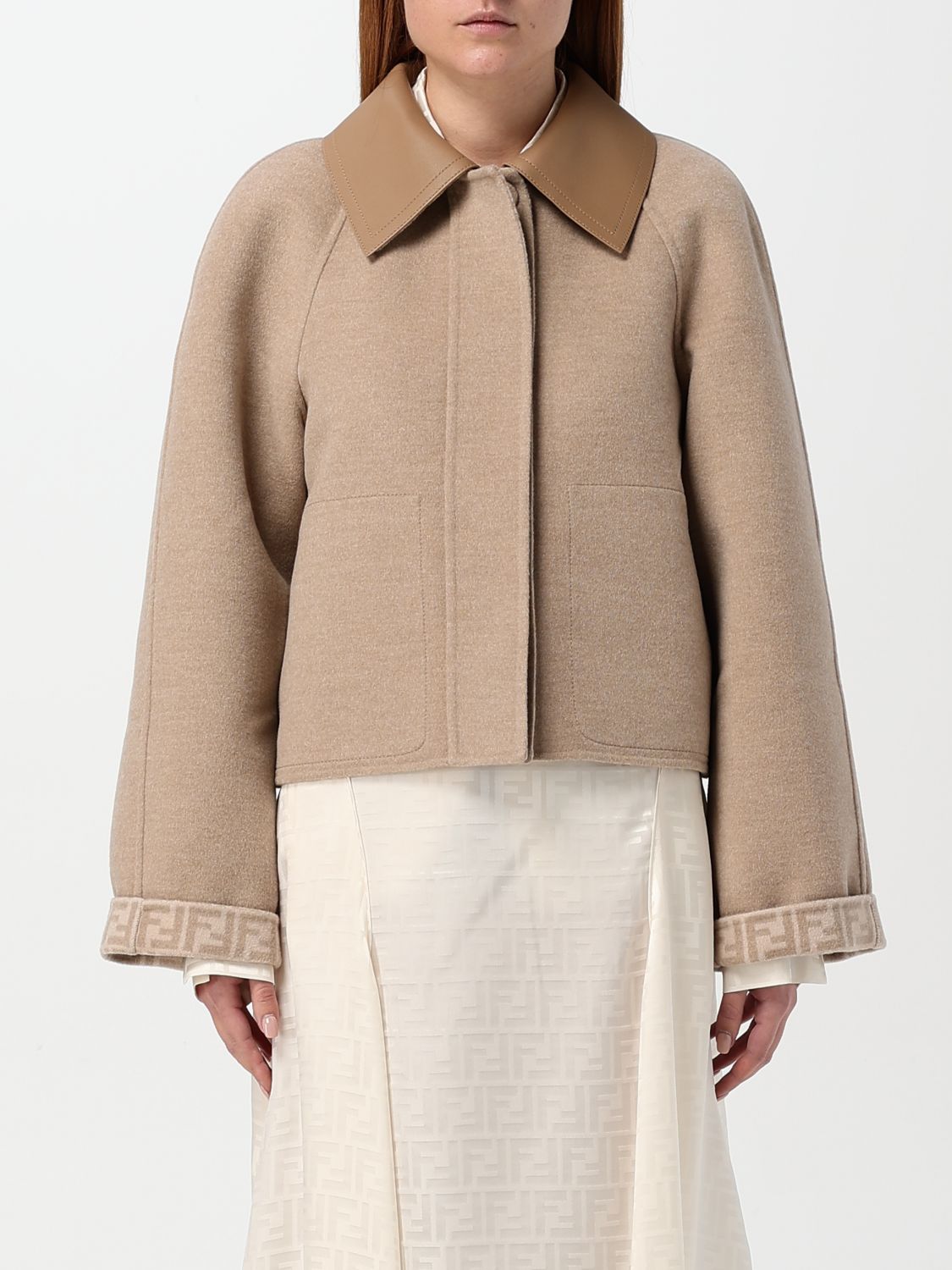 Shop Fendi Jacket  Woman Color Beige