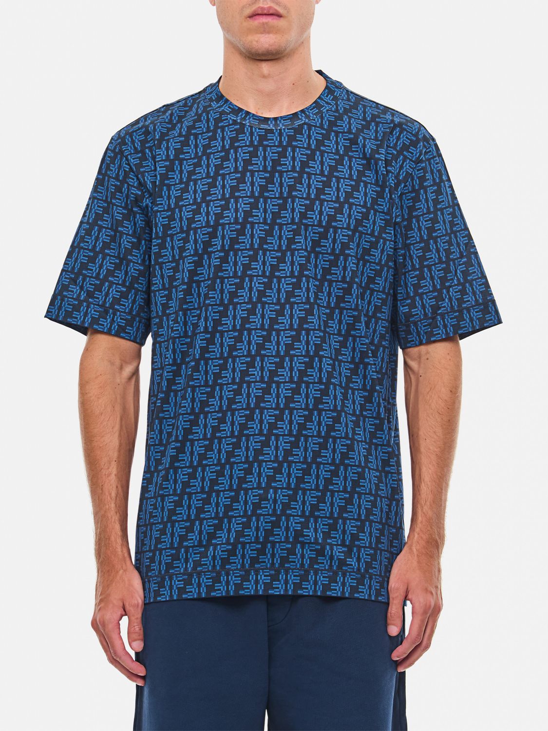 Shop Fendi T-shirt  Men Color Blue In Blau