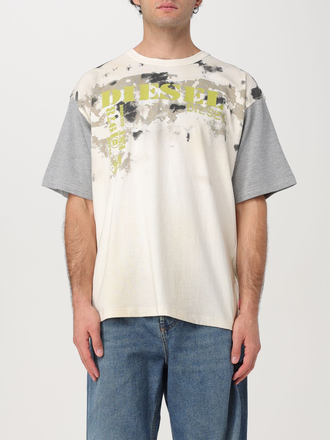 Shop Diesel T-shirt  Men Color Yellow Cream