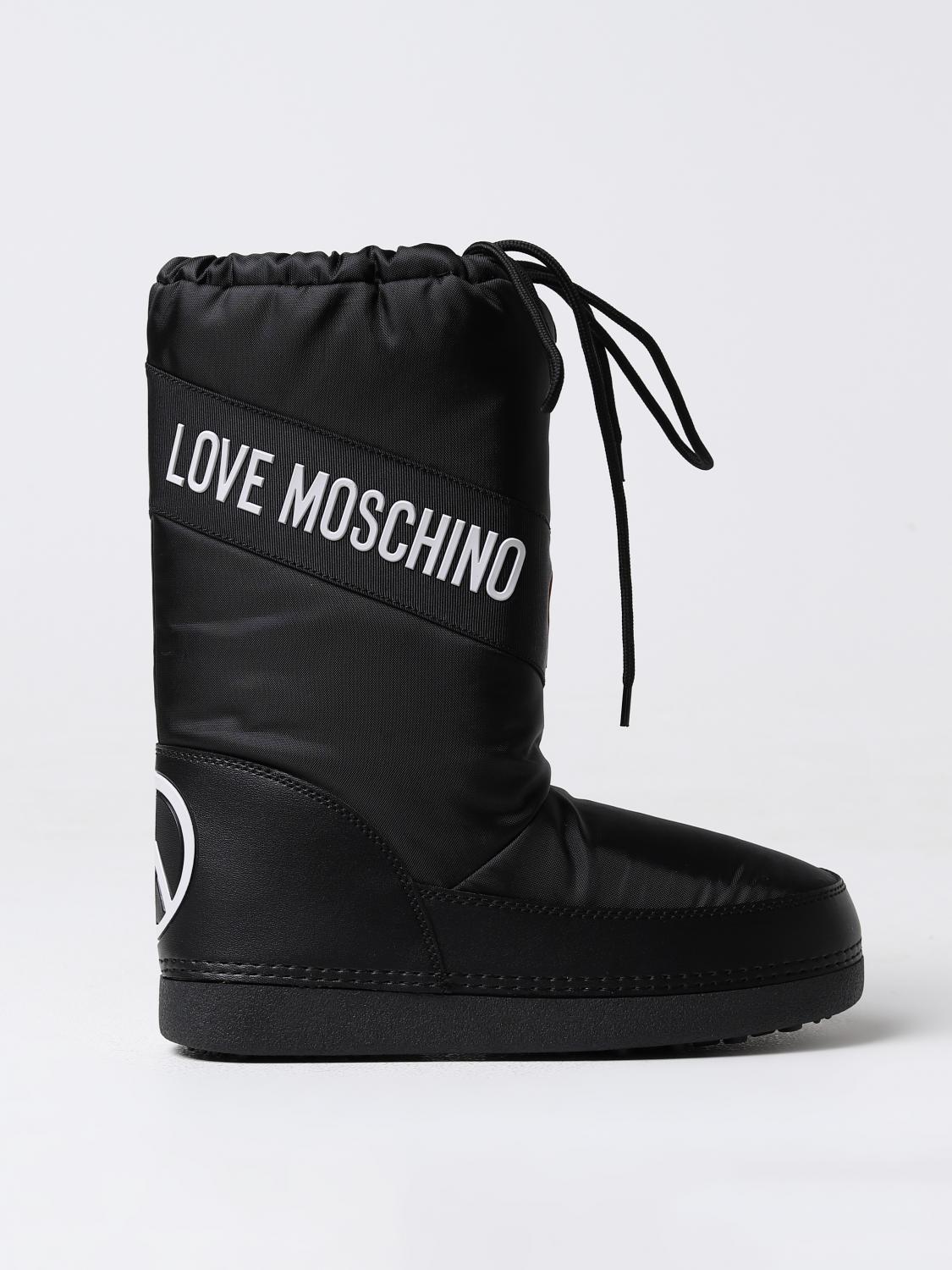 Shop Love Moschino Flat Ankle Boots  Woman Color Black In Schwarz