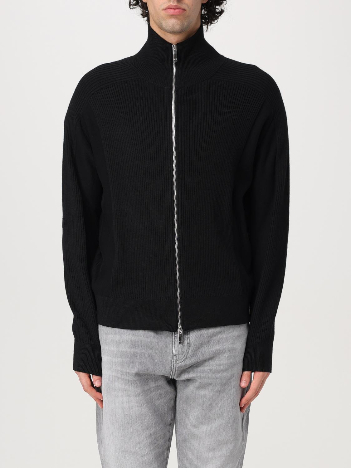 Armani Exchange Zip-up Knitted Jacket In Schwarz