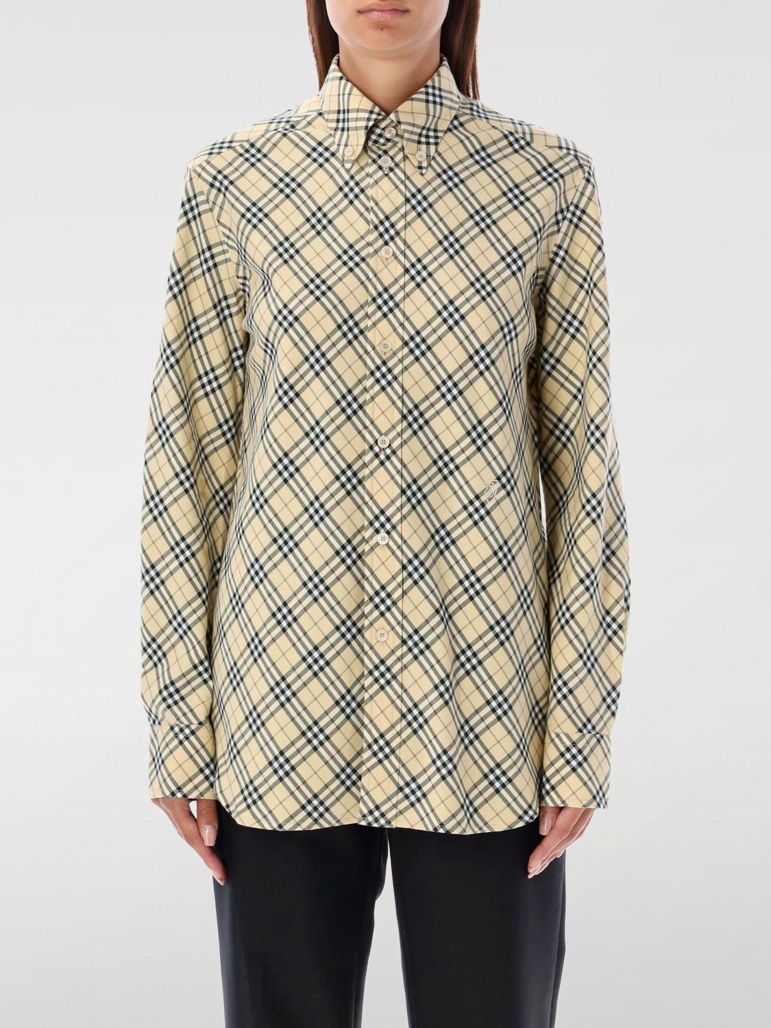 Burberry Women's Checked Oversized Shirt In Beige
