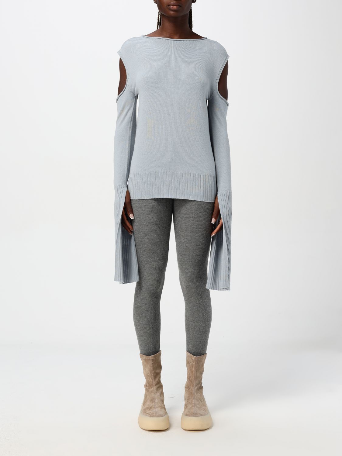 Shop Rick Owens Sweater  Woman Color Gnawed Blue In Hellblau