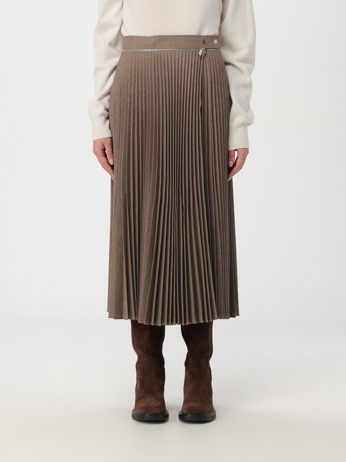 Shop Burberry Skirt  Woman Color Brown In Braun