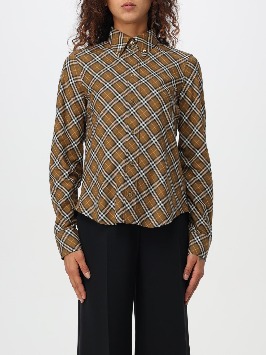 Burberry Ered Shirt With Button-down Collar In Braun