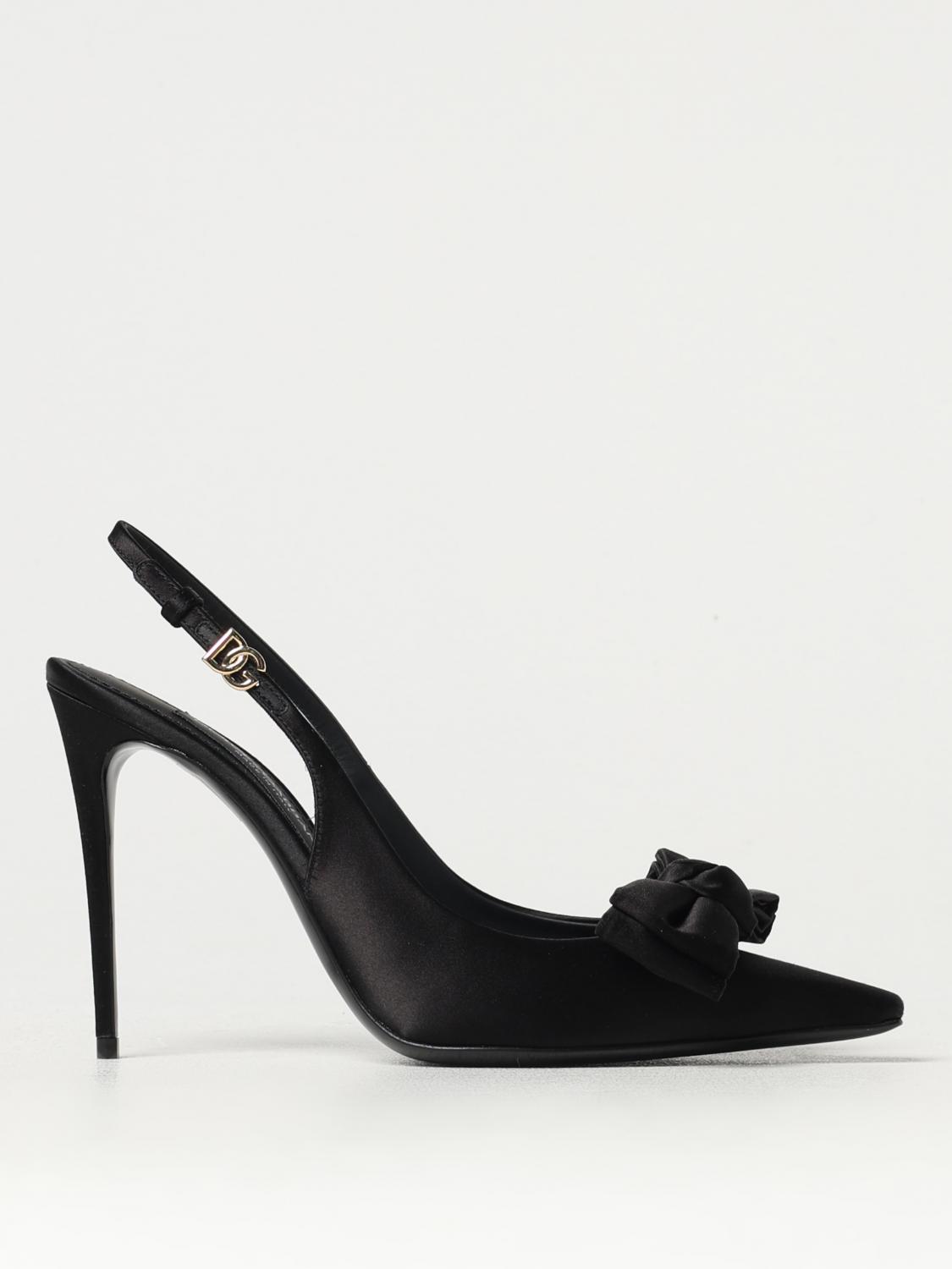 Dolce & Gabbana Mun 105 Satin Slingback Pumps With Bow In Schwarz
