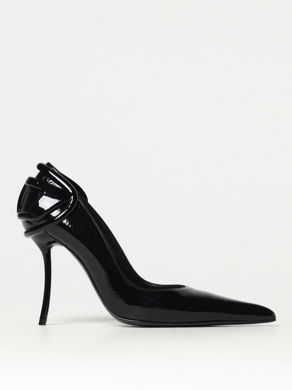 Diesel Heel Detail Pointed Toe Stiletto Pumps In Schwarz