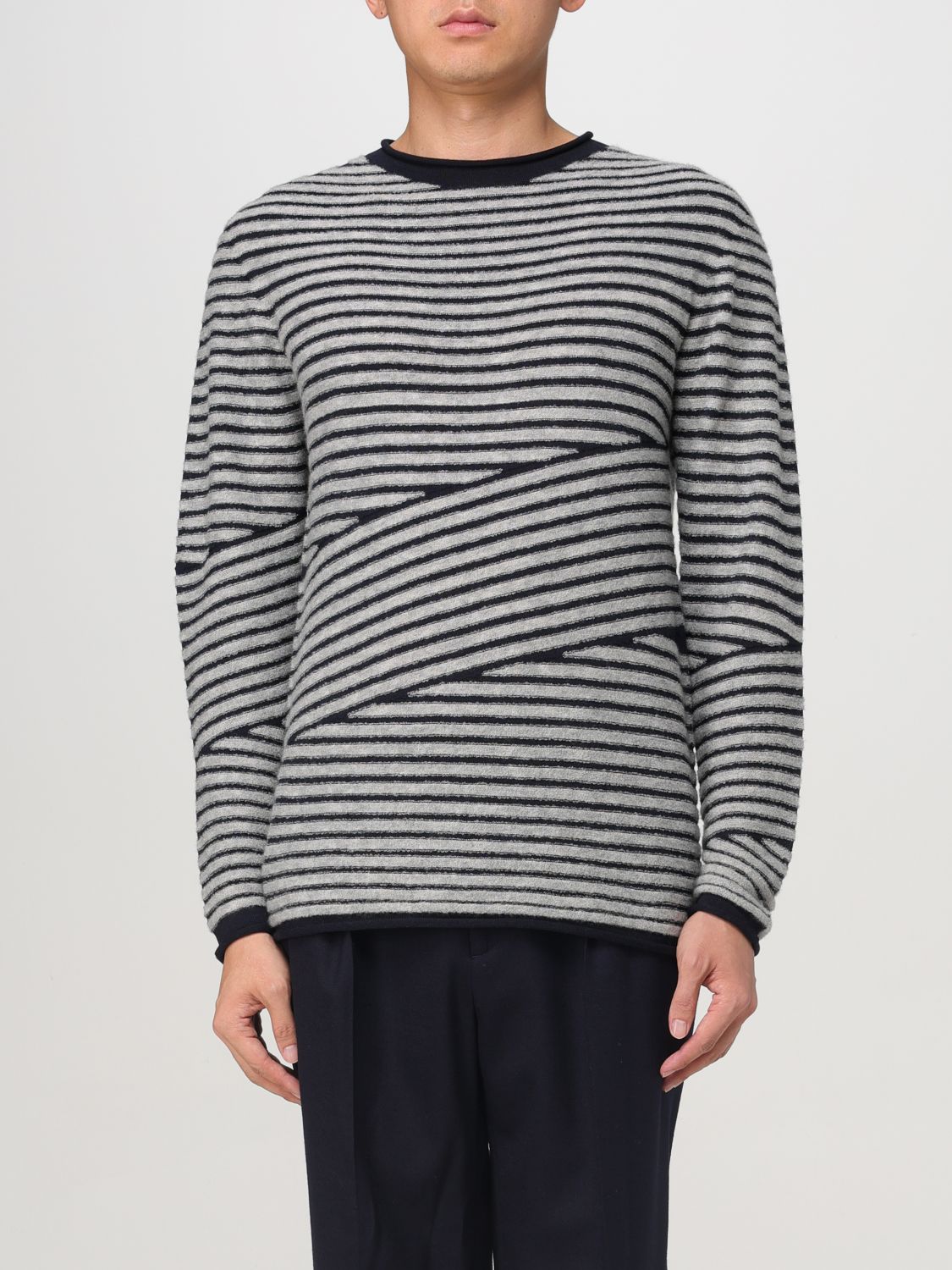 Shop Giorgio Armani Sweater  Men Color Grey In Grau