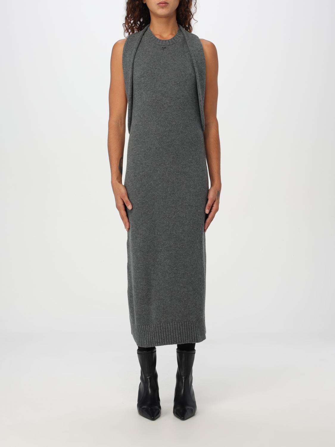 Courrèges Draped Shoulder Sleeveless Knit Midi Dress In Grau