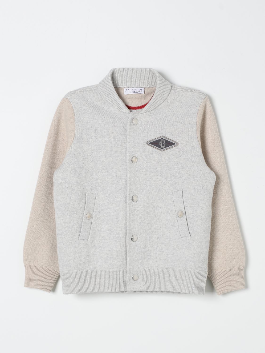 Shop Brunello Cucinelli Blazer  Kids Color Grey In Grau