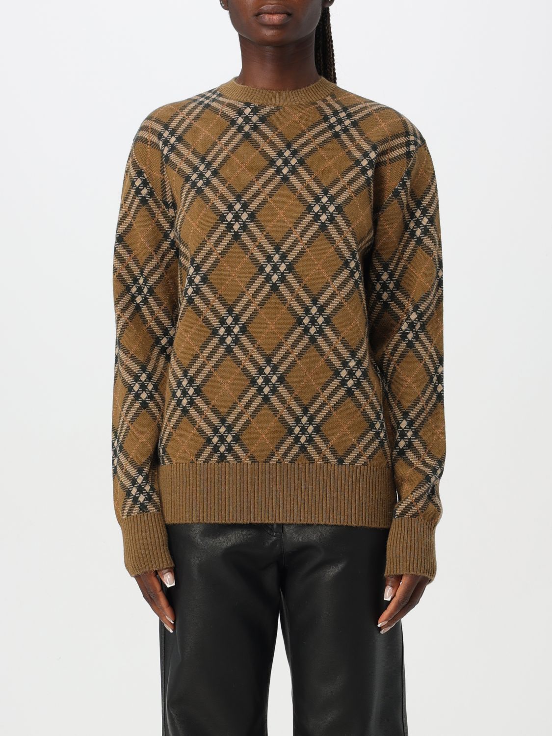 Shop Burberry Sweater  Woman Color Brown In Braun