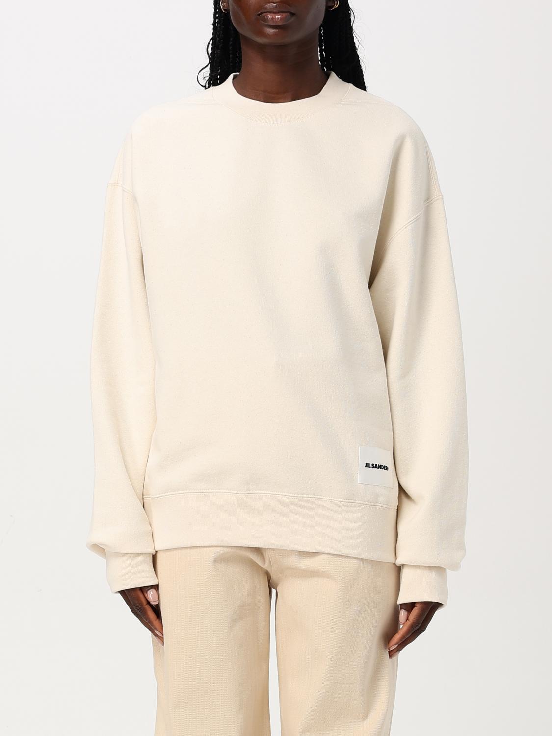 Jil Sander Oversized Cotton Sweatshirt With Subtle Logo Patch In Gelb