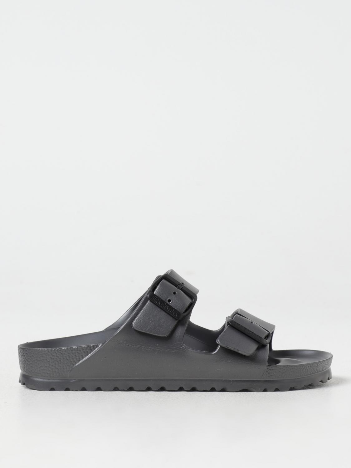 Shop Birkenstock Flat Sandals  Woman Color Grey In Grau