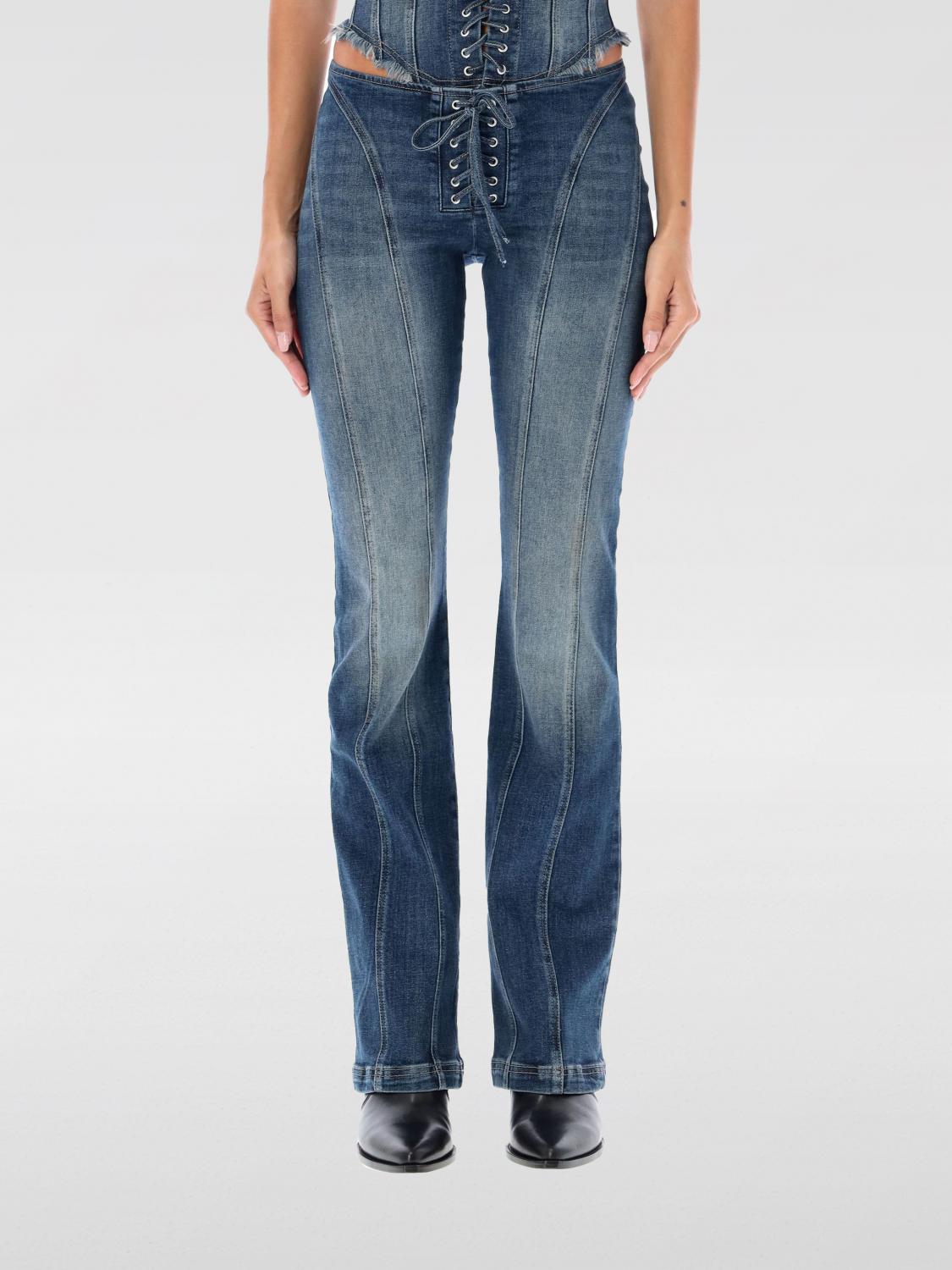 Misbhv Lara Laced Flare Leg Jeans In Blau