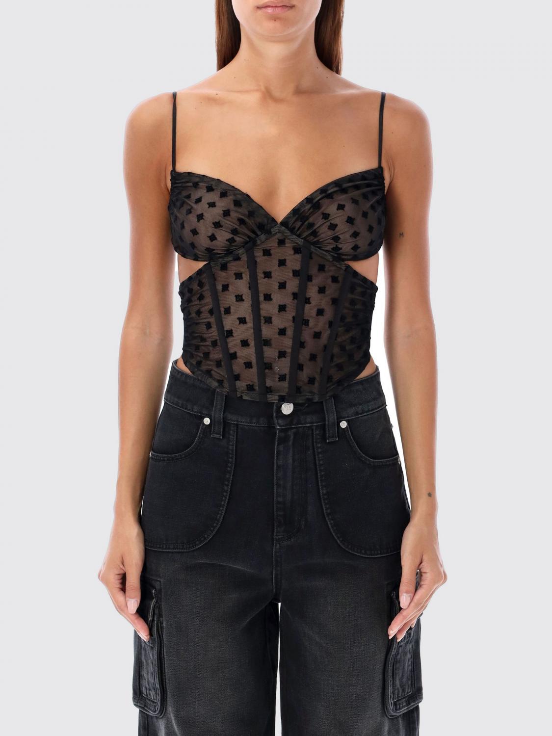 Misbhv Black Monogram Mesh Corset Top In Schwarz