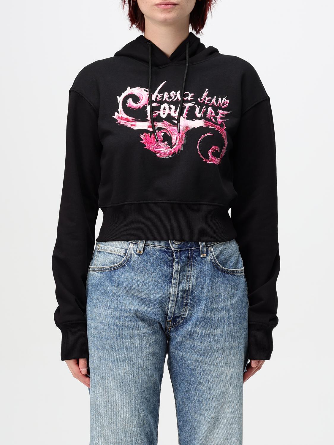Shop Versace Jeans Couture Sweatshirt Woman Color Black In Schwarz