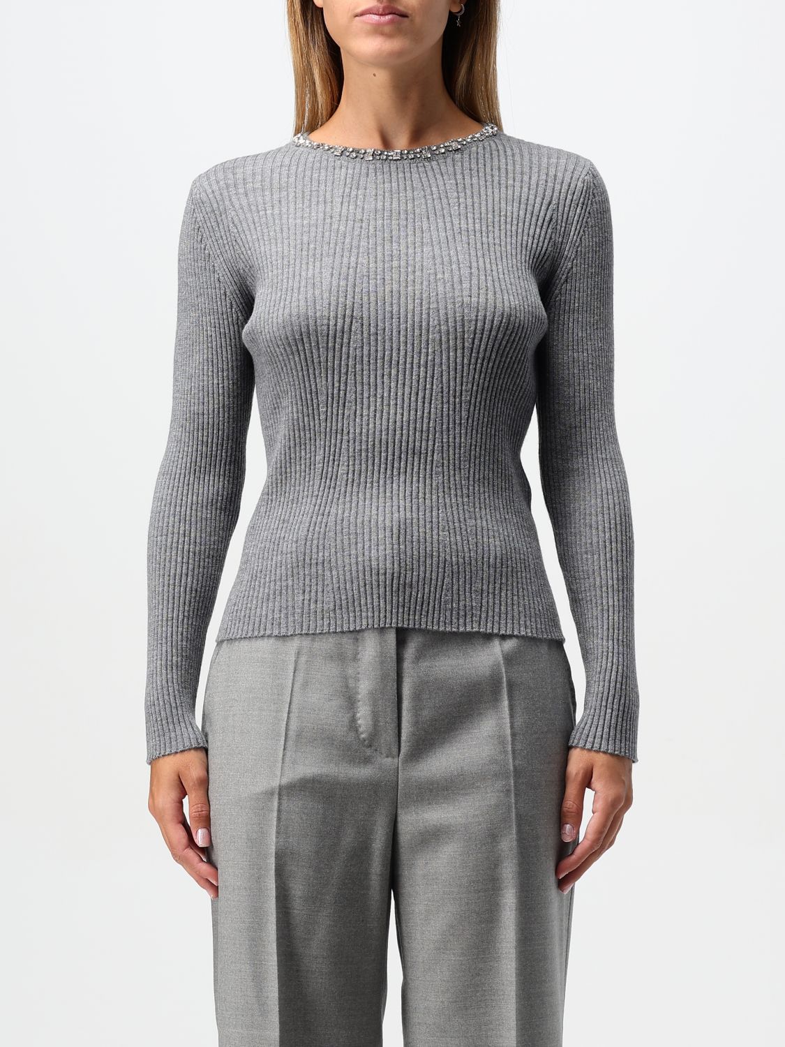 Shop Max Mara Top  Woman Color Grey In Grau