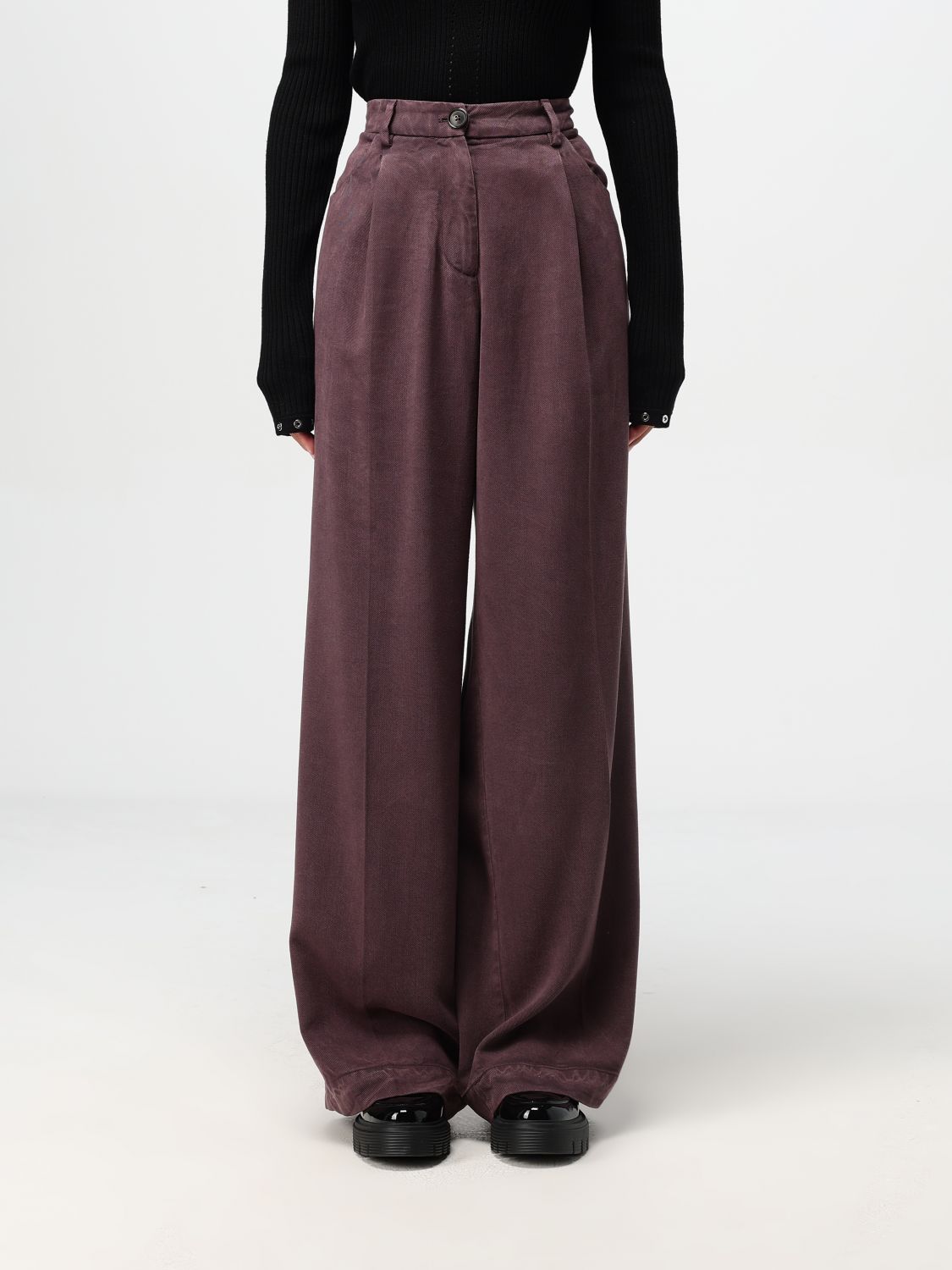 Shop Pt01 Pants  Woman Color Plum In Pflaume