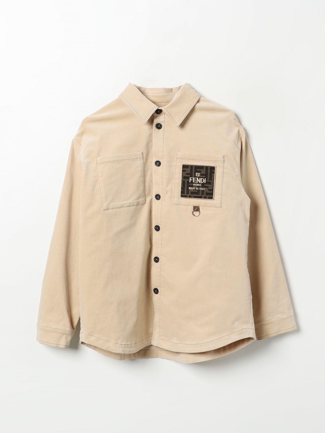 Shop Fendi Shirt  Kids Color Beige