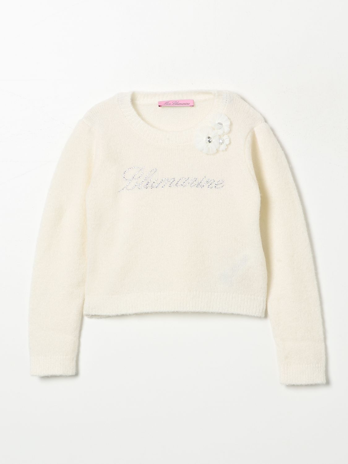 Shop Miss Blumarine Sweater  Kids Color White In Weiss