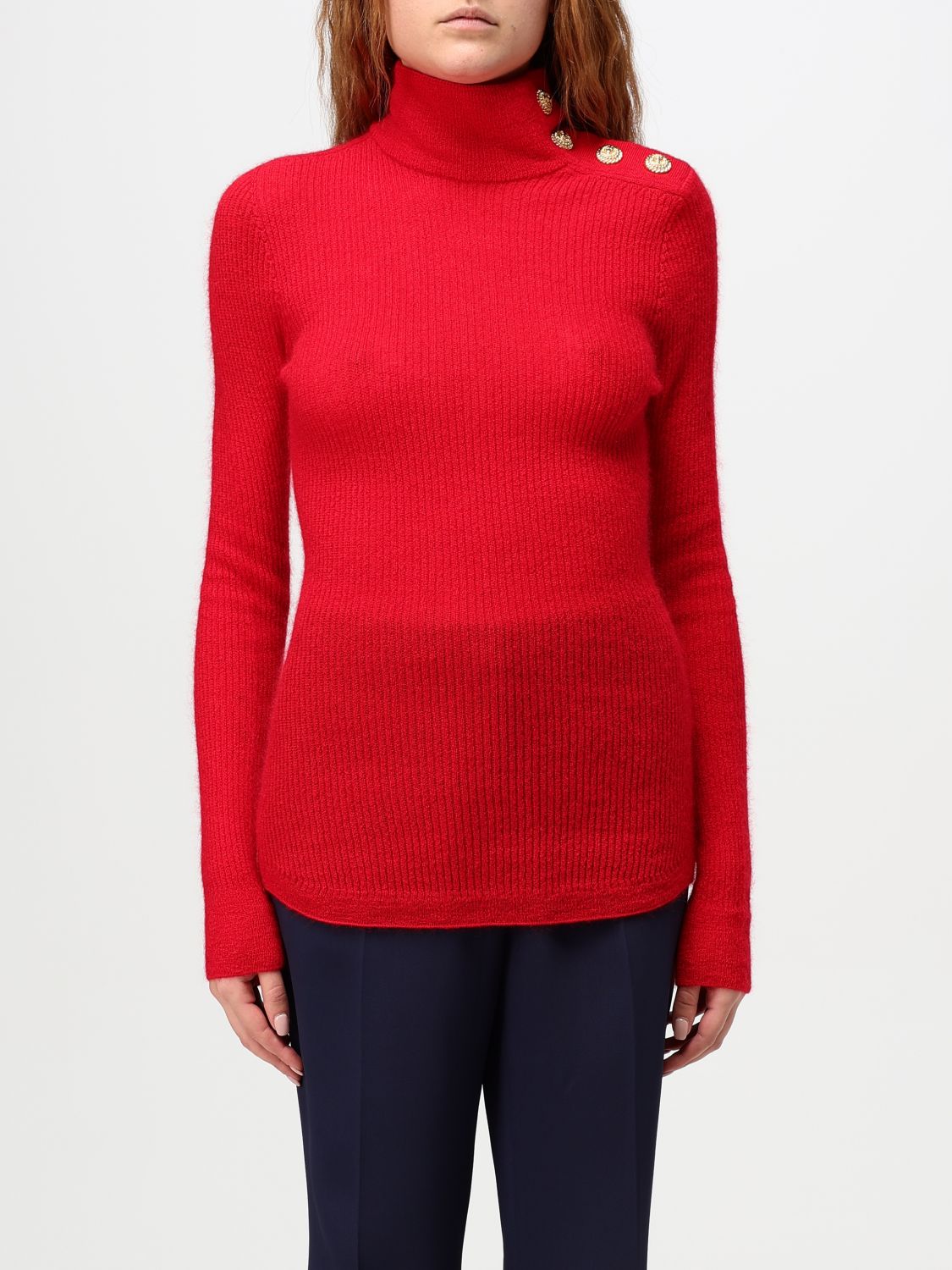 Shop Balmain Cardigan  Woman Color Red In Rot