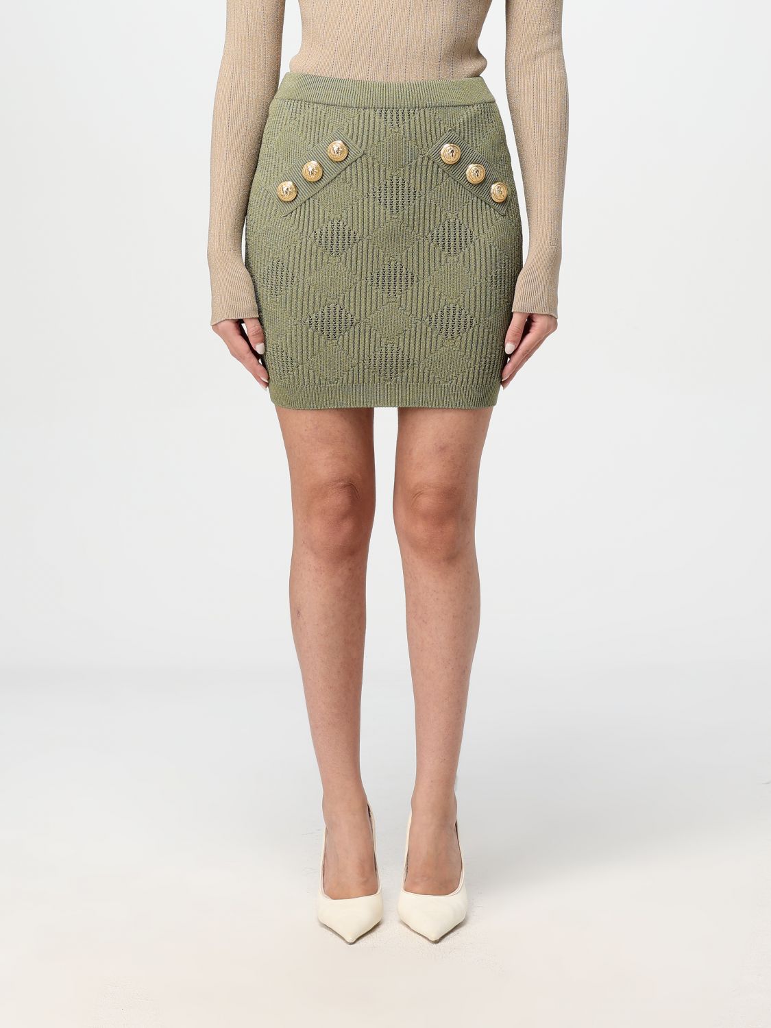 Balmain Skirt  Woman Color Green In 绿色