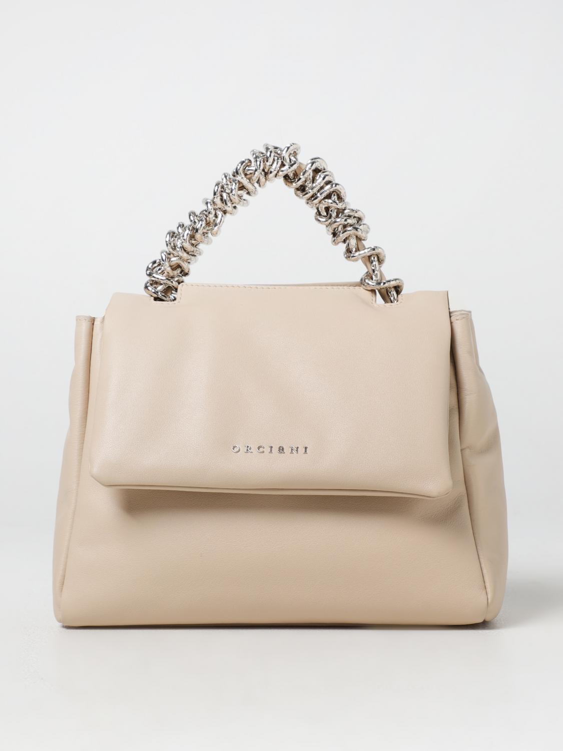 Orciani Padded Leather Shoulder Bag With Chain Handle In Ivory