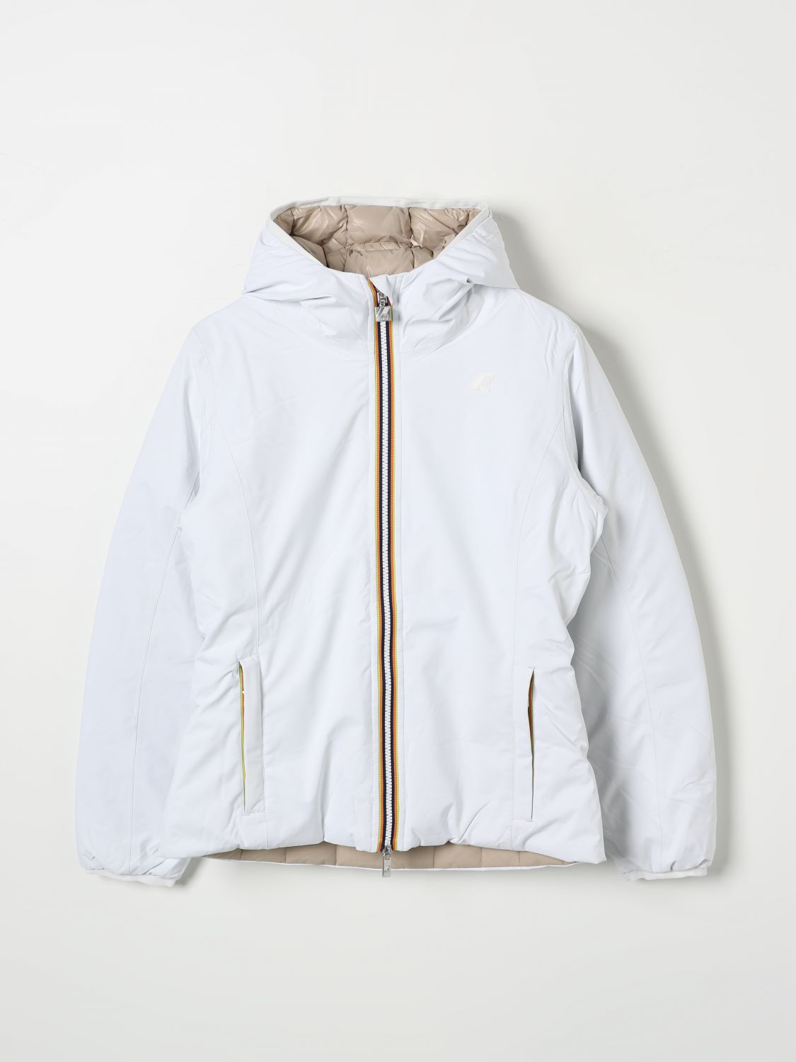 Shop K-way Jacket  Kids Color White In Weiss