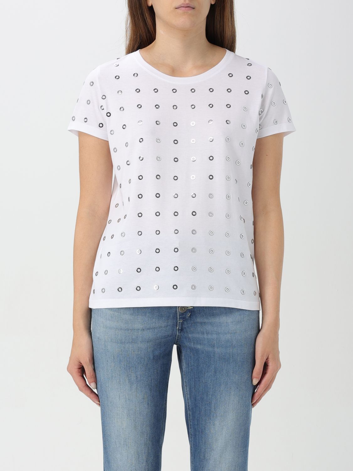 Shop Dondup T-shirt  Woman Color White In Weiss