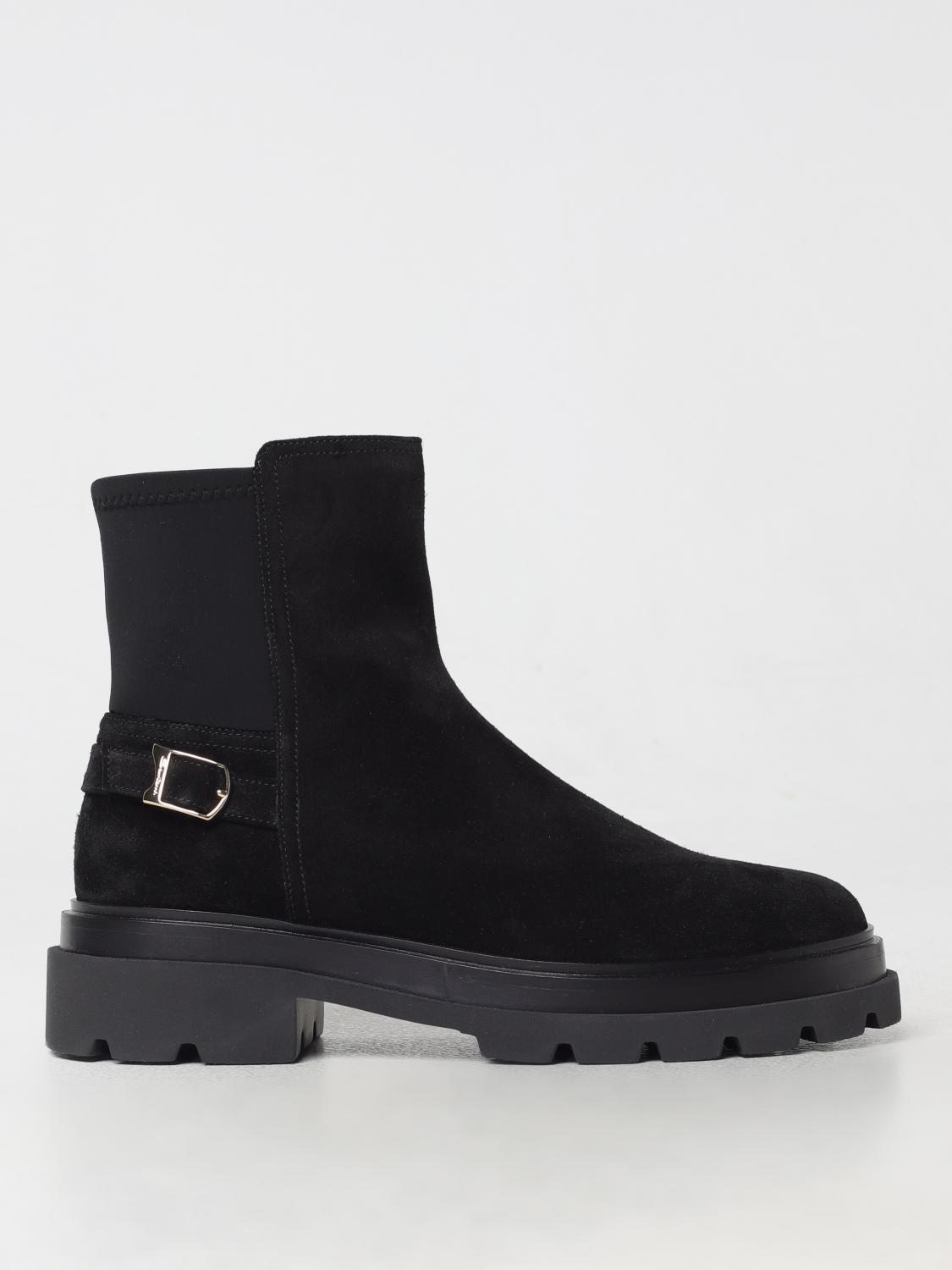 Santoni Elegant Comfort Ankle Boots With Side Buckle In Schwarz