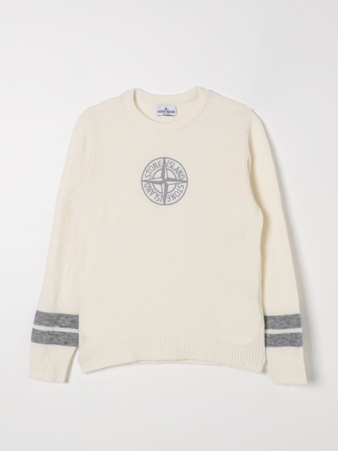 Shop Stone Island Junior Sweater  Kids Color White In Weiss