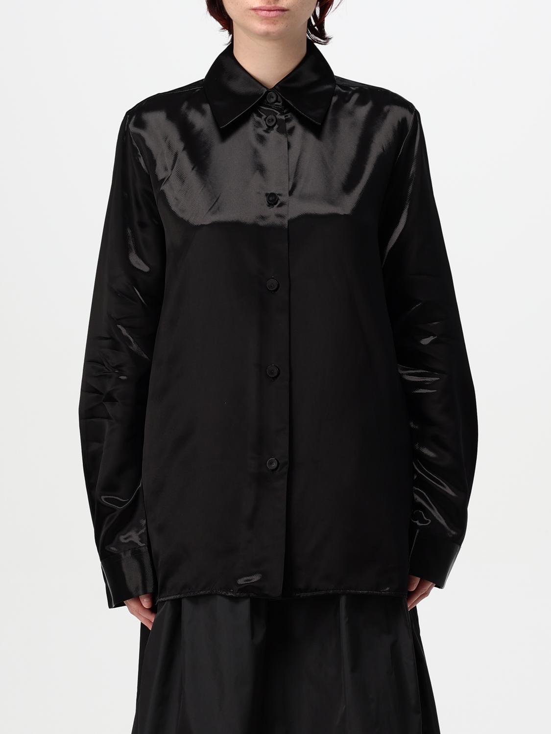 Jil Sander Panelled Satin-finish Shirt - Women's - Viscose/cupro In Black